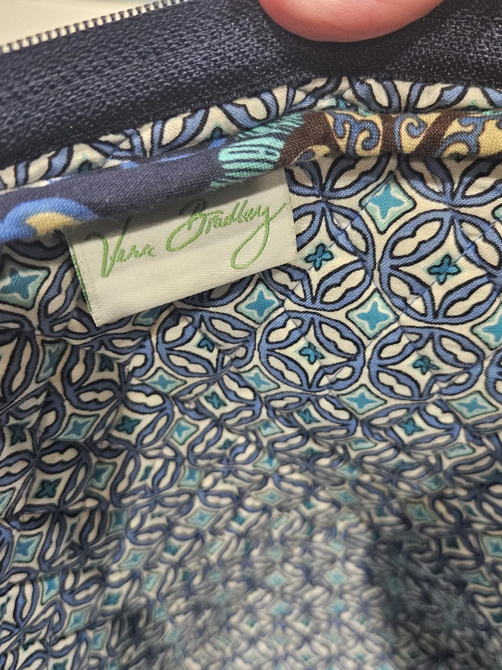 Vera Bradley Navy Small Floral Quilted  Tote